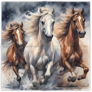 🐎 Wild Running Horses Scarf – Equestrian Art Bandana 19.7”